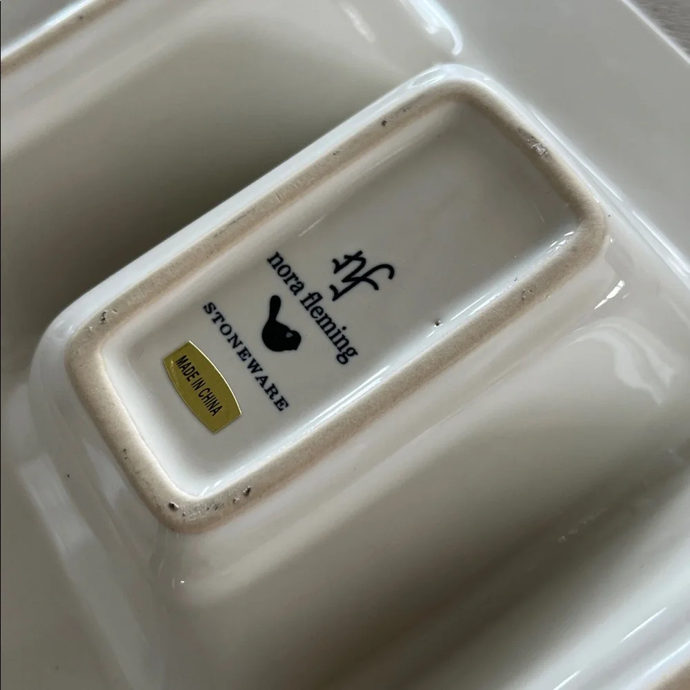 Ceramic 3-Compartment Serving Dish - Cream